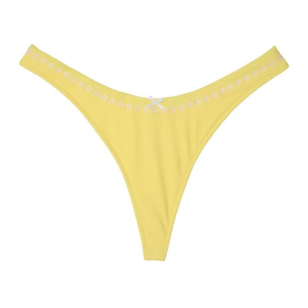 New! Popcorn Yellow Thong Rosemary Itsy Bikini Bottoms M 1525